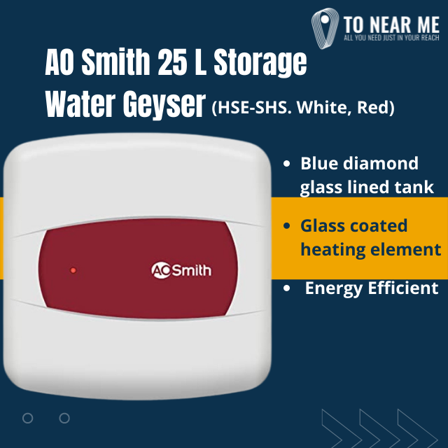 AO Smith 25 L Storage Water Geyser (HSE-SHS water geyser, White, Red)